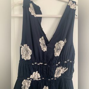 Navy and white floral long dress